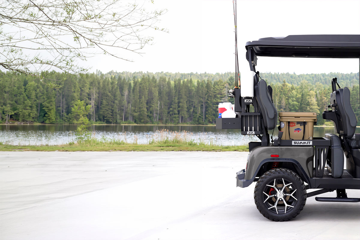 StowPro cargo deck mounted in the rear seat position of a Denago Rover